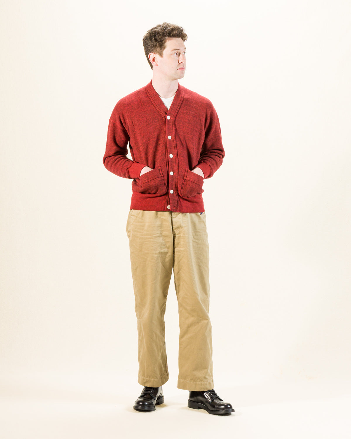 Olde Homesteader Mix Extra Cotton Fleece Cardigan - Turkey Red - Standard & Strange