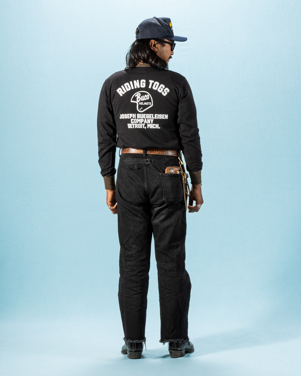 The Real McCoy's Buco L/S Tee / Riding Togs - Black/Charcoal - Standard & Strange
