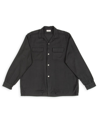 The Real McCoy's Open Collar Rayon Shirt - Black - Standard & Strange