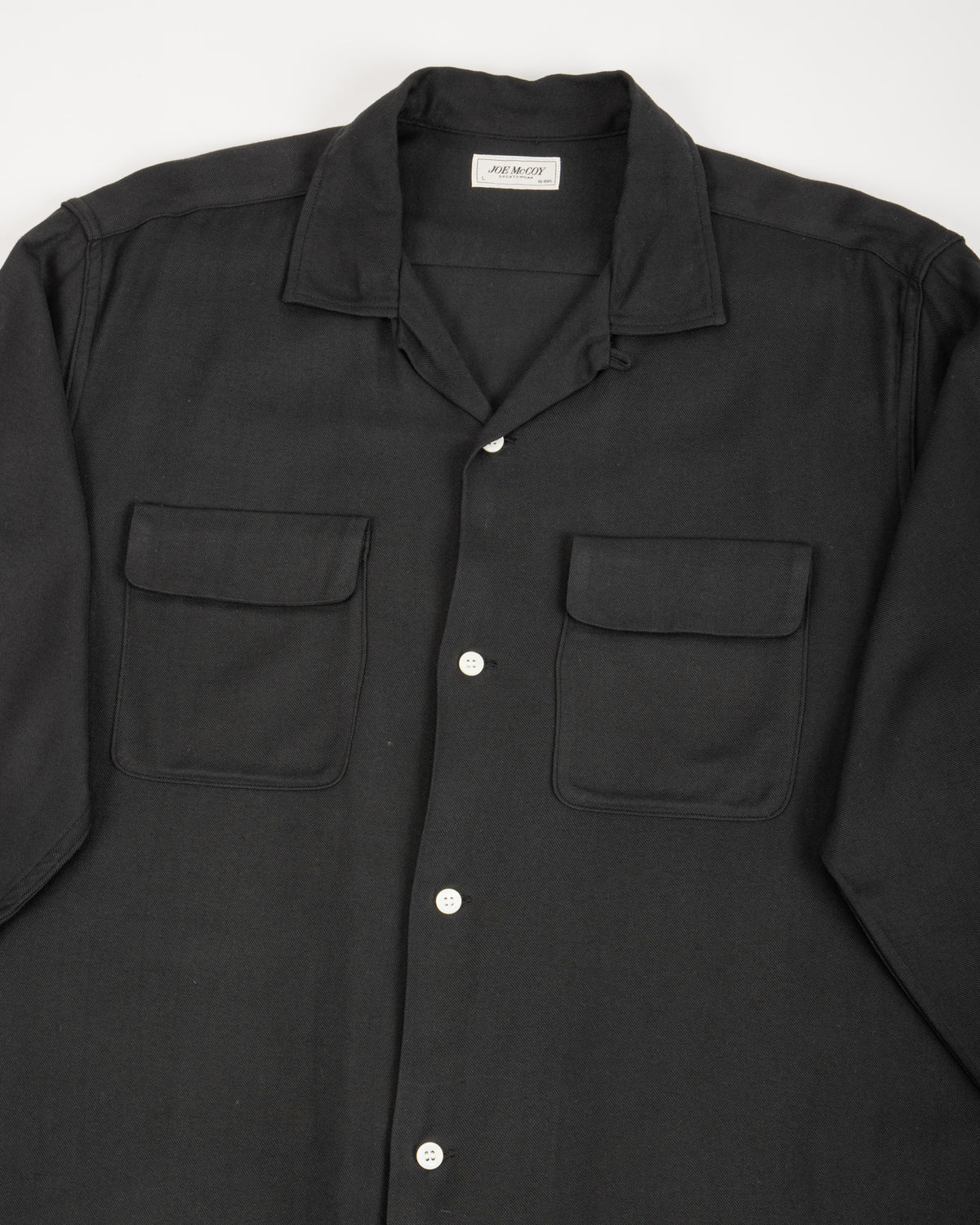 The Real McCoy's Open Collar Rayon Shirt - Black - Standard & Strange
