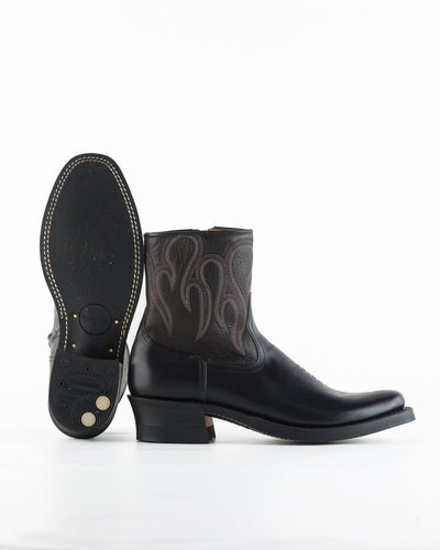 Rolling Dub Trio Loro Side Zip - Horsebutt Black Flame Embroidery - Standard & Strange