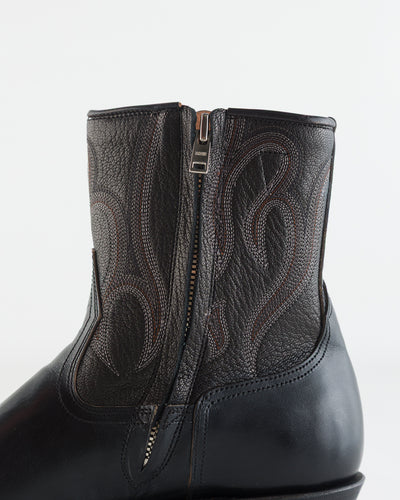 Rolling Dub Trio Loro Side Zip - Horsebutt Black Flame Embroidery - Standard & Strange