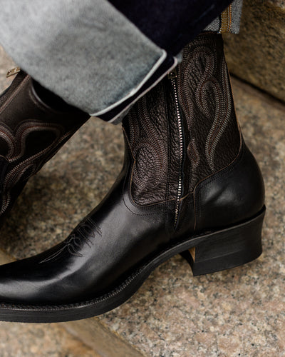 Rolling Dub Trio Loro Side Zip - Horsebutt Black Flame Embroidery - Standard & Strange