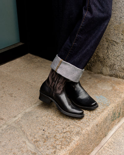 Rolling Dub Trio Loro Side Zip - Horsebutt Black Flame Embroidery - Standard & Strange
