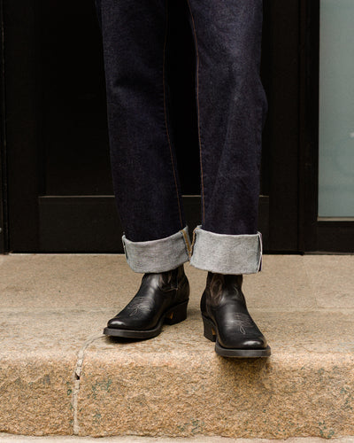 Rolling Dub Trio Loro Side Zip - Horsebutt Black Flame Embroidery - Standard & Strange
