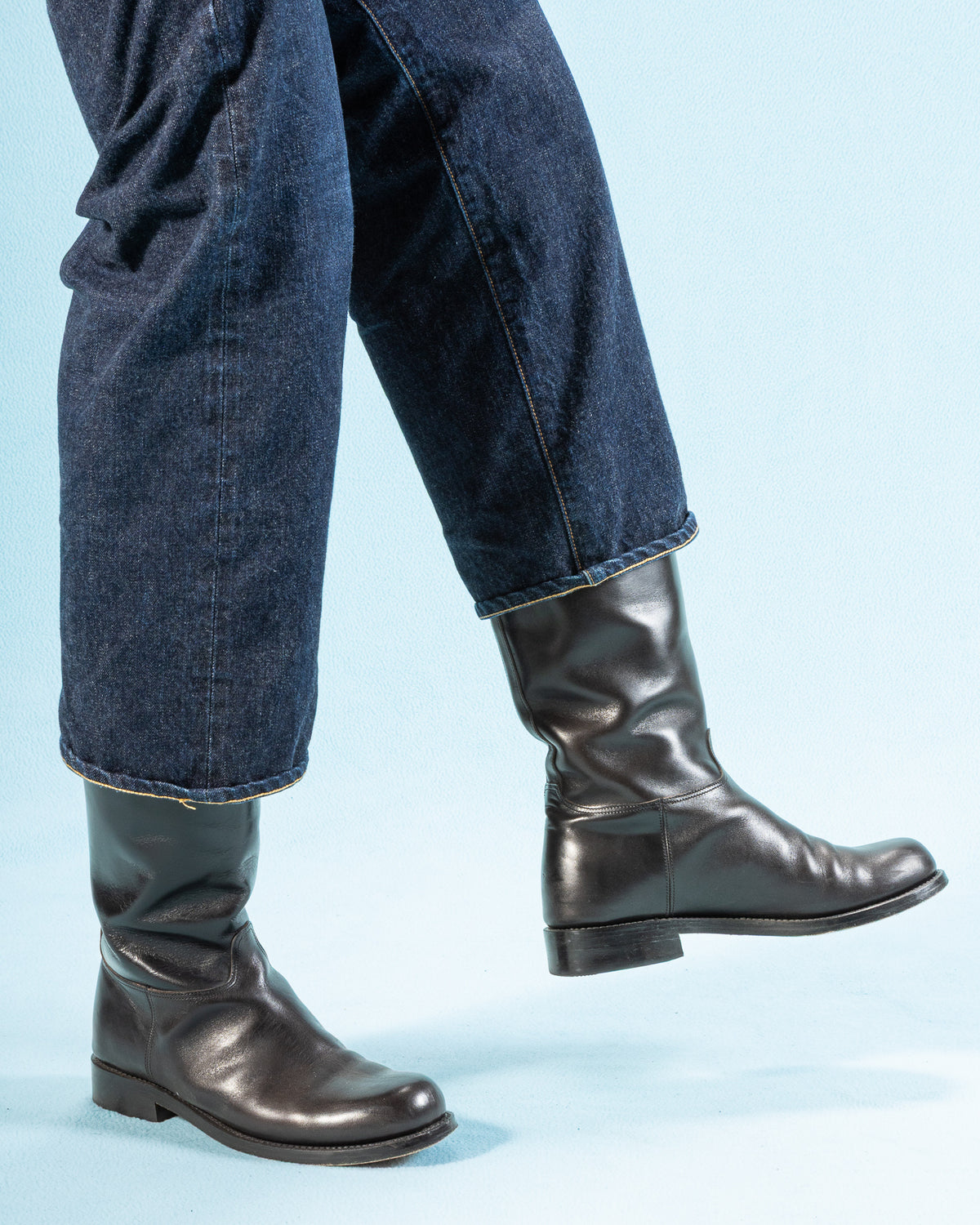 Rolling Dub Trio Rottweiler Riding Boots - All Black Horsehide - Standard & Strange