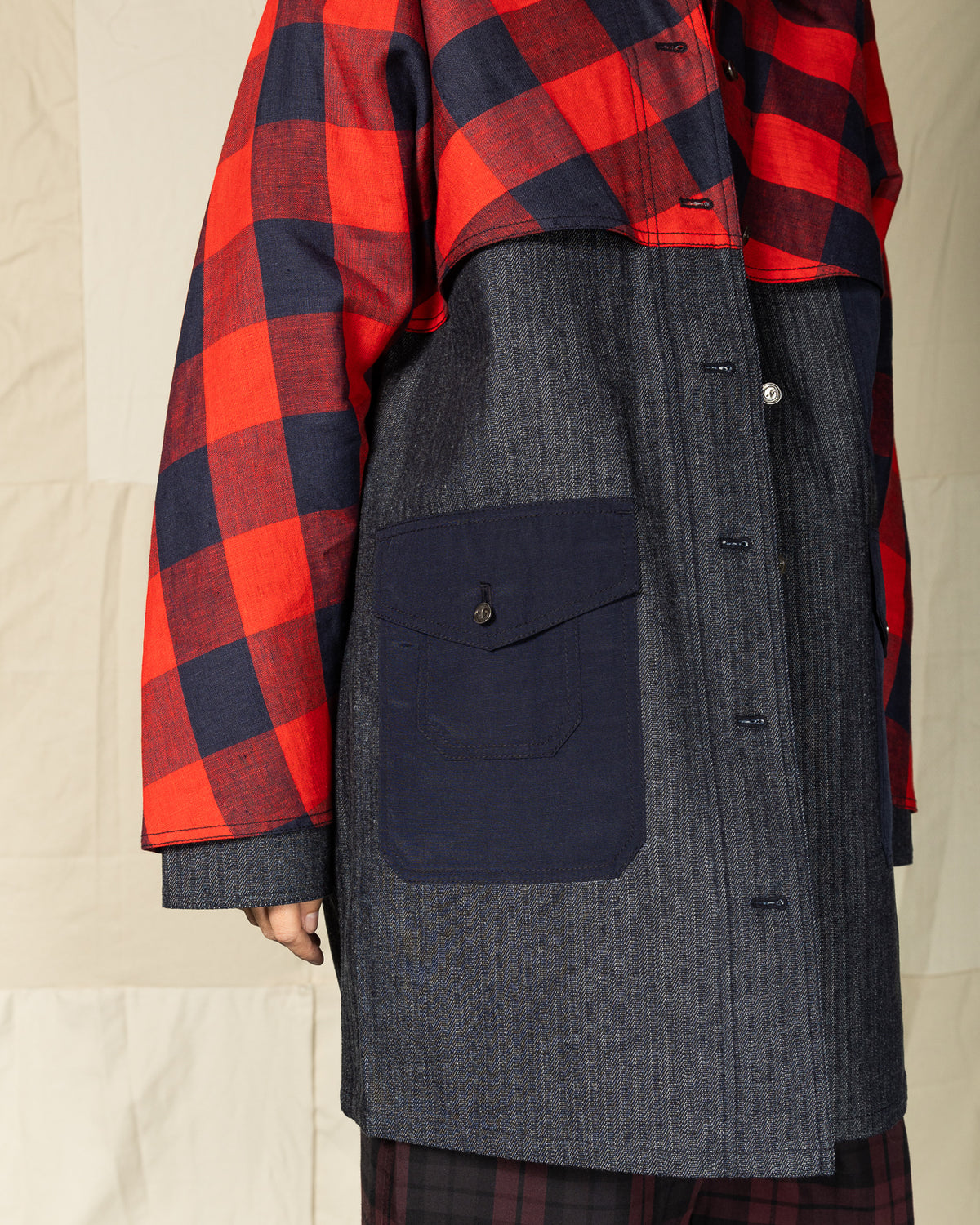 W'Menswear Hunter Fisher Coat - Denim/Red - Standard & Strange