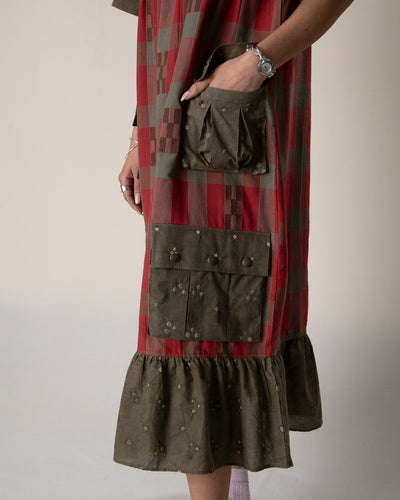 W'Menswear W'menswear x Kardo Summer Fortune Pocket Dress - Red/Green Cotton - Standard & Strange