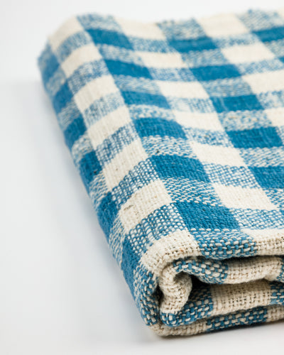 W'Menswear Handwoven Cotton Throw - Indigo / White Plaid Large - Standard & Strange