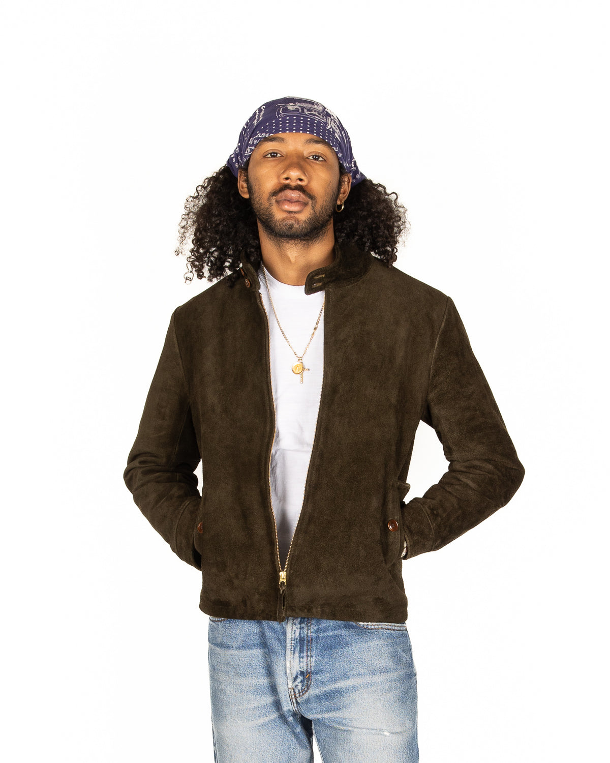Y'2 Leather Steer Suede Swing Top Jacket - Olive (TB-148) - Standard & Strange
