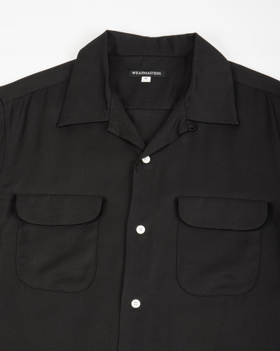 Flap Pocket Rayon S/S Shirt - Black