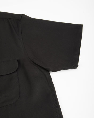 Flap Pocket Rayon S/S Shirt - Black