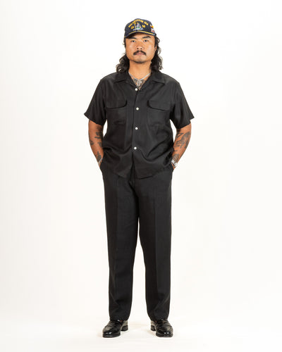 Flap Pocket Rayon S/S Shirt - Black