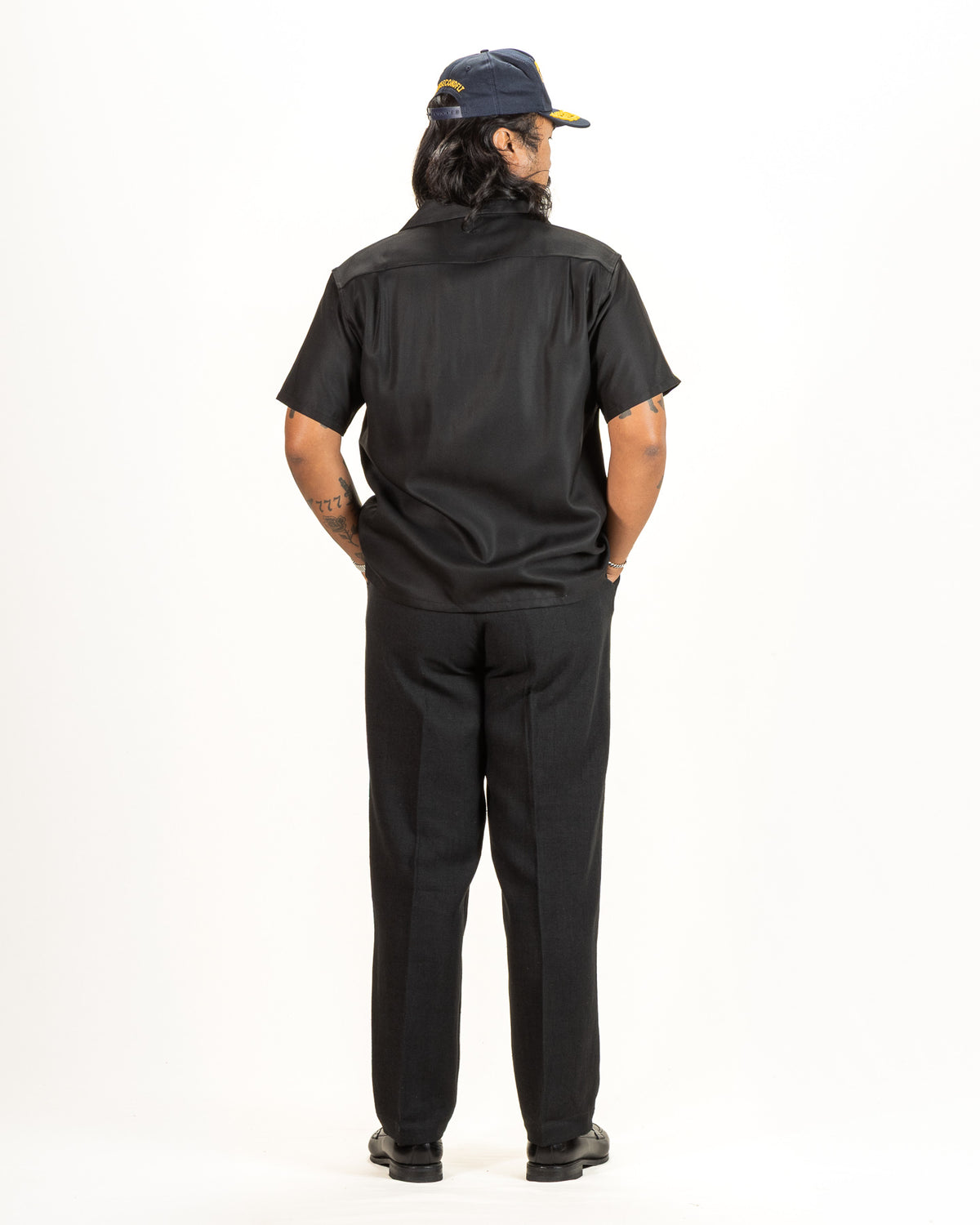 Flap Pocket Rayon S/S Shirt - Black