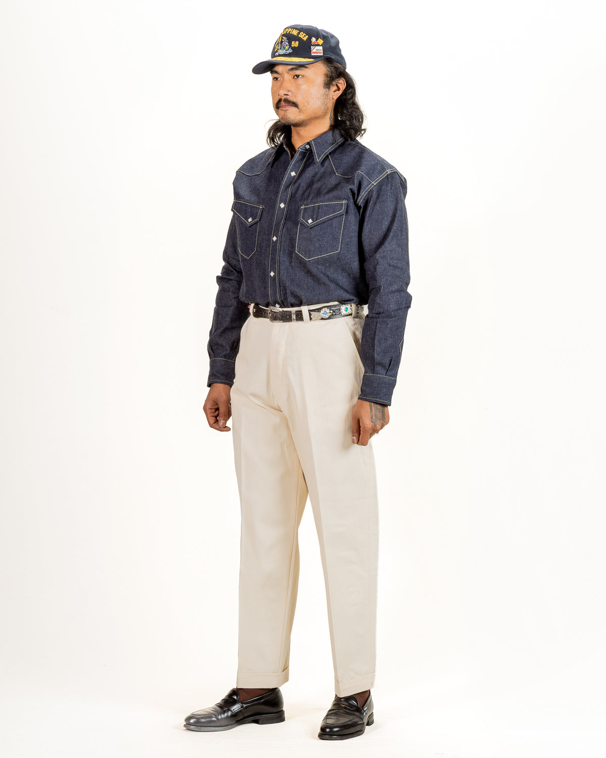Attractions Heritage Denim Trousers - White USN Herringbone - Standard & Strange