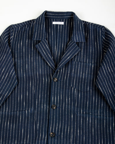 Indi + Ash Study Jacket - Handwoven Dark Indigo/Ecru Ticking Stripe - Standard & Strange