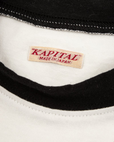 Kapital 20/-Jersey Ringer T (DENIM MEN LOVE CATS SCRATCH) - White - Standard & Strange