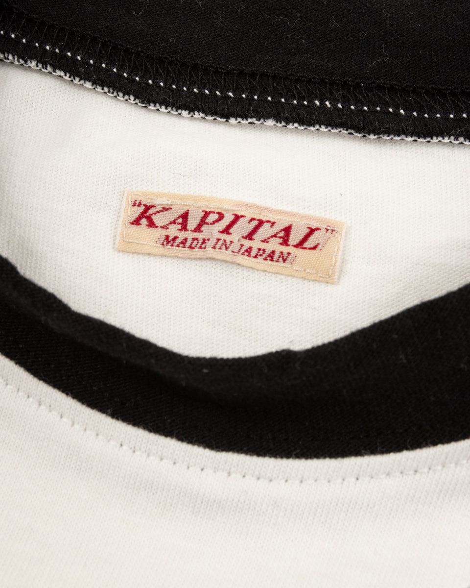 Kapital 20/-Jersey Ringer T (DENIM MEN LOVE CATS SCRATCH) - White - Standard & Strange
