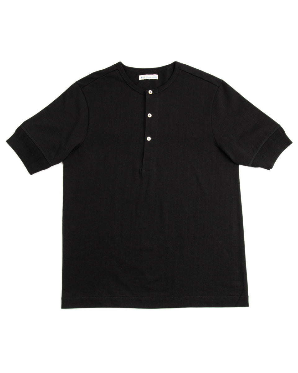 Merz b. Schwanen 207 Loopwheeled SS Henley - Black - Standard & Strange