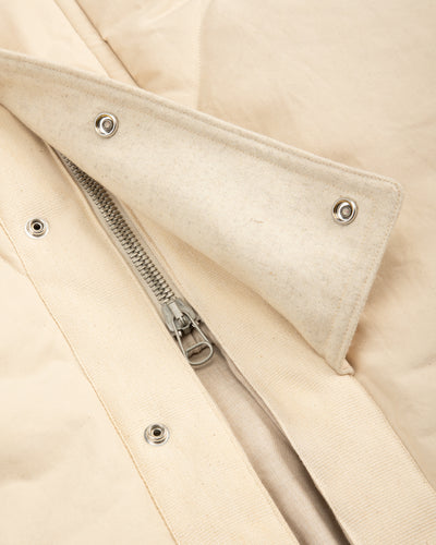 MotivMfg Lander Down Coat - Natural Halley Stevenson "Military Finish" Waxed Cotton - Standard & Strange