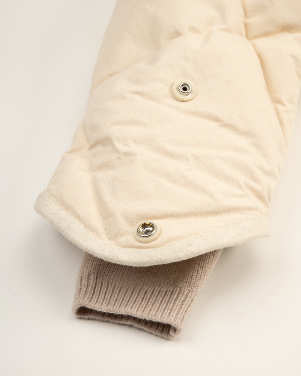 MotivMfg Lander Down Coat - Natural Halley Stevenson "Military Finish" Waxed Cotton - Standard & Strange