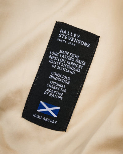 MotivMfg Lander Down Coat - Natural Halley Stevenson "Military Finish" Waxed Cotton - Standard & Strange