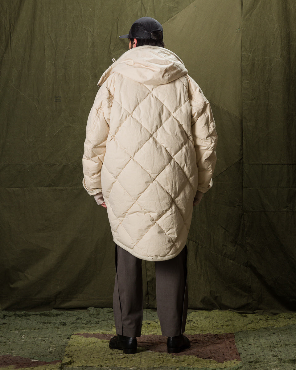 MotivMfg Lander Down Coat - Natural Halley Stevenson "Military Finish" Waxed Cotton - Standard & Strange