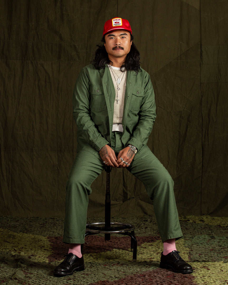OrSlow Fatigue Shirt - Olive Reverse Sateen - Standard & Strange