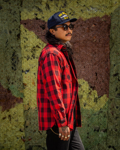 The Real McCoy's 8HU Twisted-Yarn Buffalo Check Flannel Shirt - Red/Black - Standard & Strange