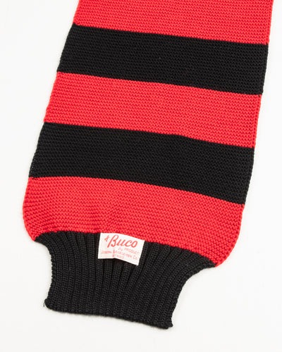 The Real McCoy's Buco Striped Wool Knit Scarf - Red/Black - Standard & Strange