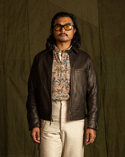 The Real McCoy's Freeman 30s Sports Jacket (Deerskin) - Black - Standard & Strange