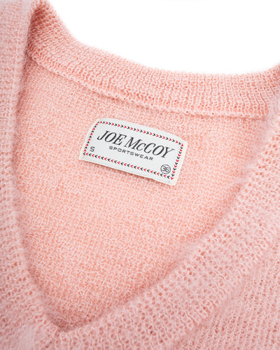 The Real McCoy's Joe McCoy Mohair V-Neck Sweater - Flamingo - Standard & Strange