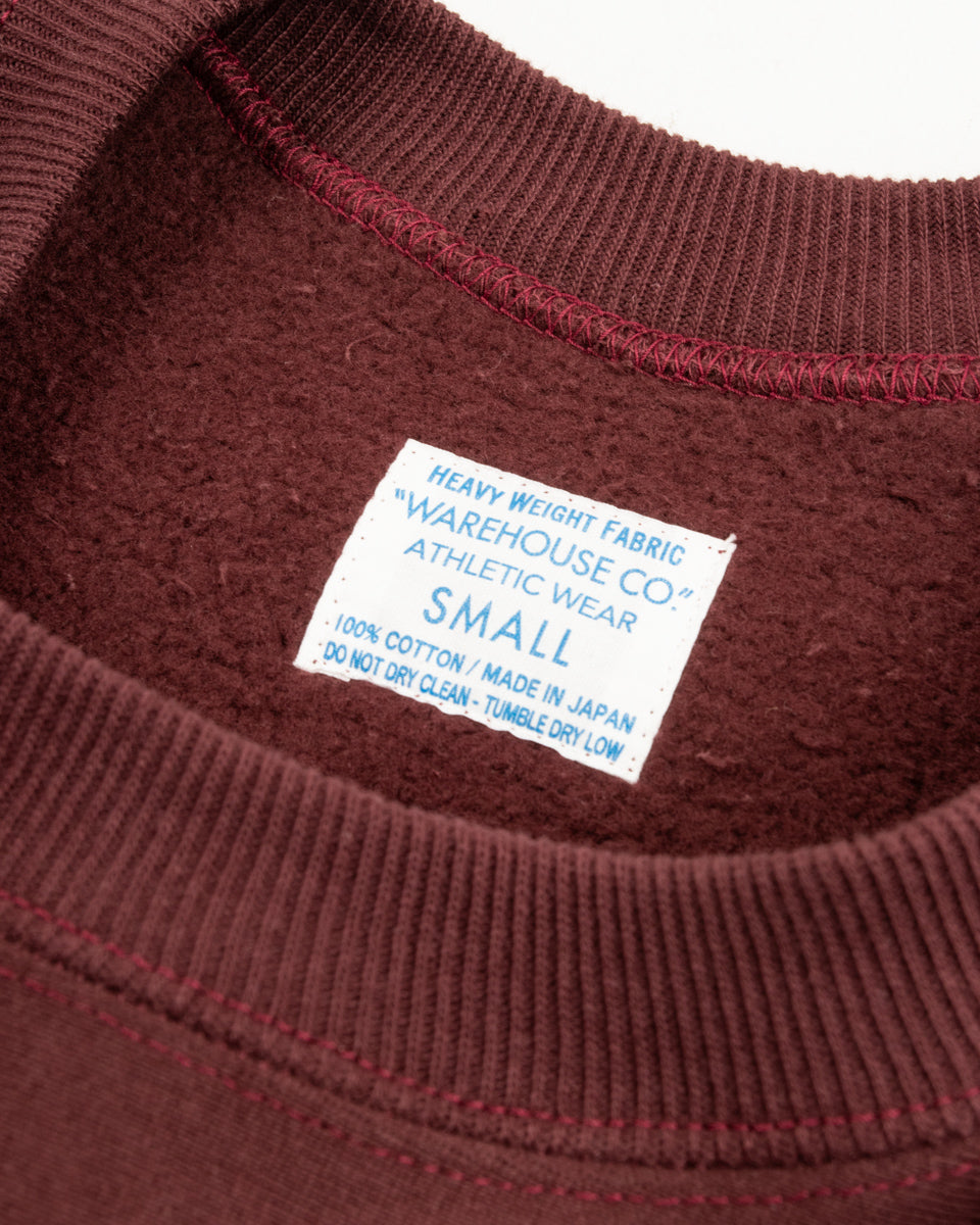 Warehouse Lot 483 Reverse Weave Loopwheel Sweatshirt - Bordeaux - Standard & Strange