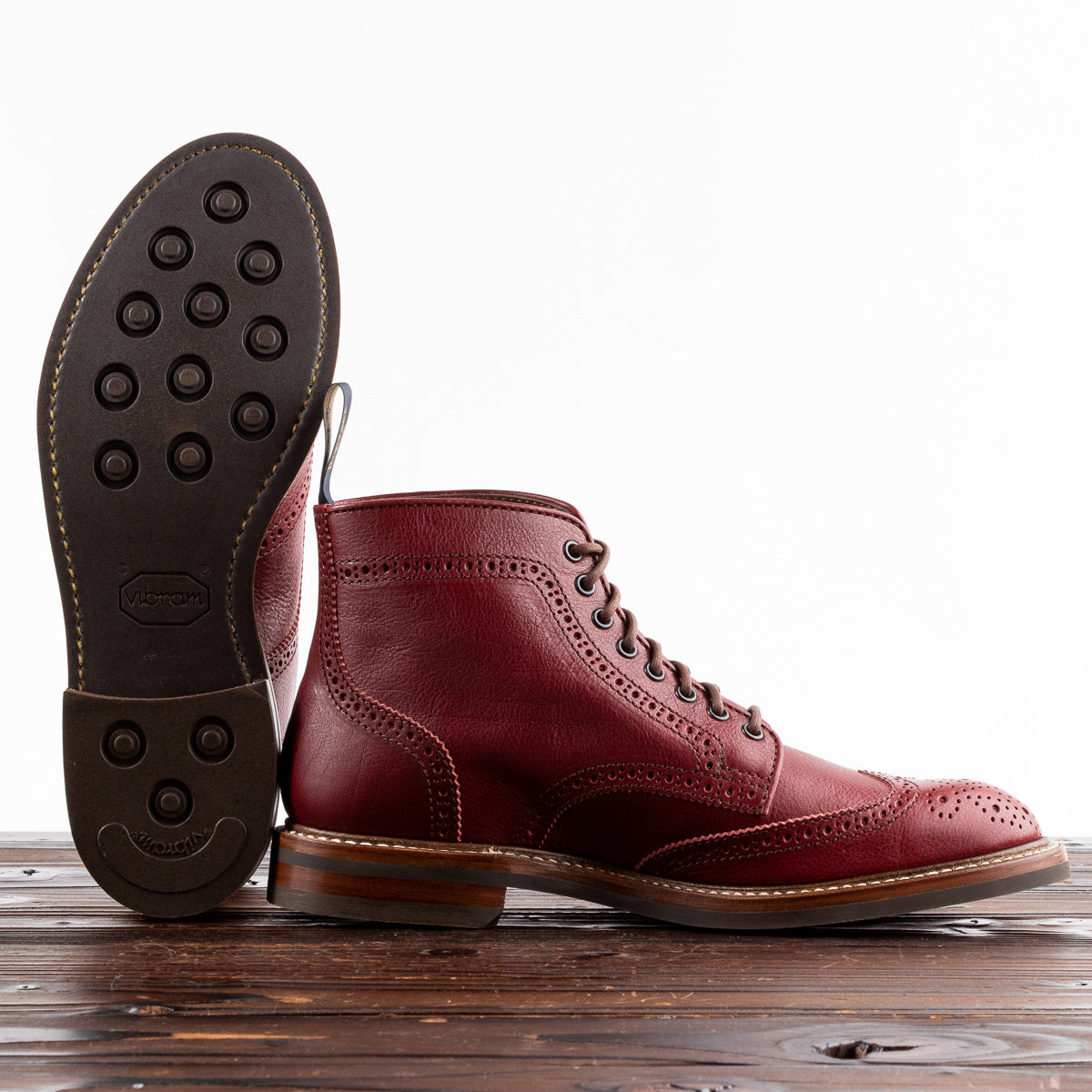 John Lofgren Glover Brogue Boots - Burgundy Vacchetta - Standard & Strange