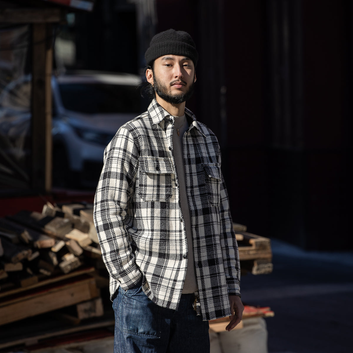 The Real McCoy's 8HU Heavy Weight Flannel Shirt - White - Standard & Strange