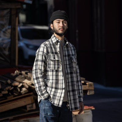 The Real McCoy's 8HU Heavy Weight Flannel Shirt - White - Standard & Strange