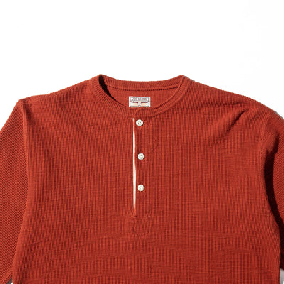 The Real McCoy's Western Cardigan Stitch Henley Shirt - Brick Red - Standard & Strange