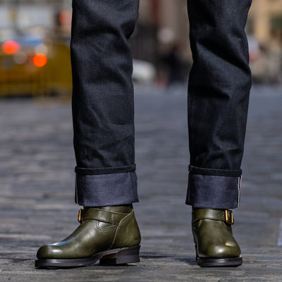 Y'2 Leather Engineer Boot - Olive Eco Horse (EB-01) - Standard & Strange