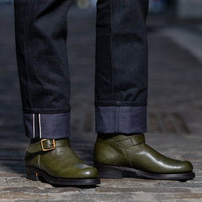 Y'2 Leather Engineer Boot - Olive Eco Horse (EB-01) - Standard & Strange