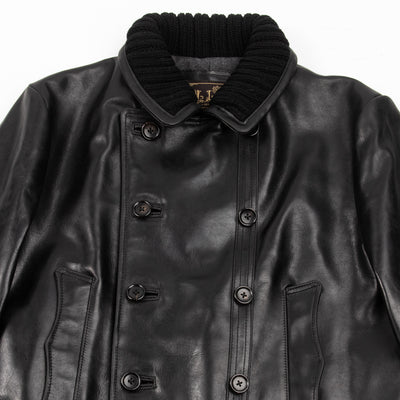 Y'2 Leather French Double Breasted Horsehide Jacket - Black - Standard & Strange