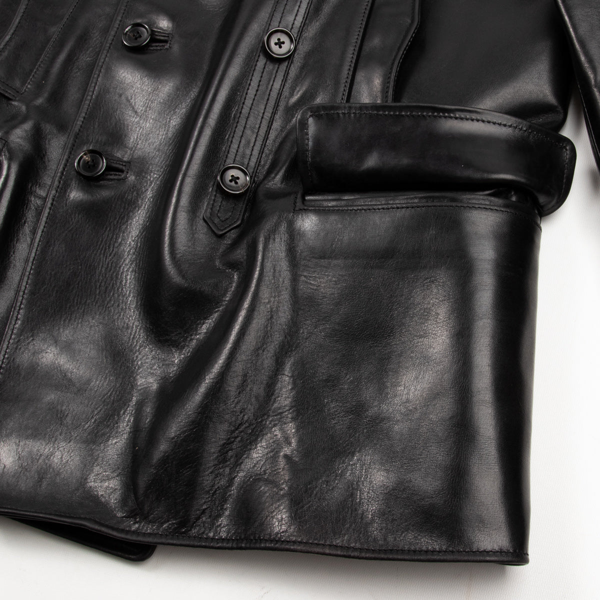 Y'2 Leather French Double Breasted Horsehide Jacket - Black - Standard & Strange