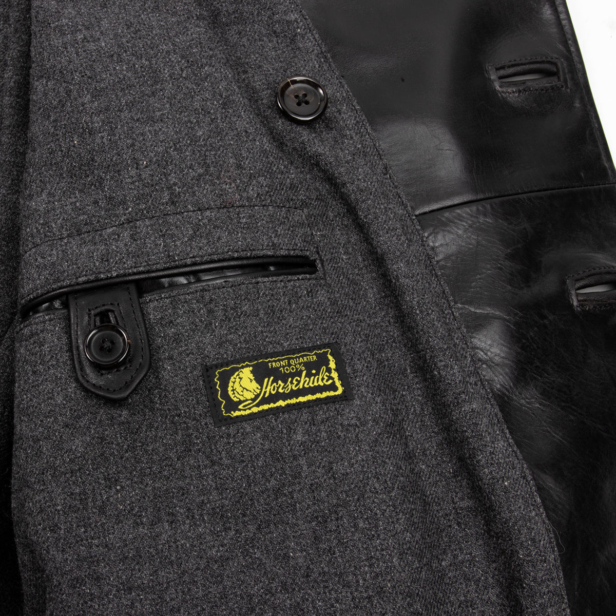 Y'2 Leather French Double Breasted Horsehide Jacket - Black - Standard & Strange