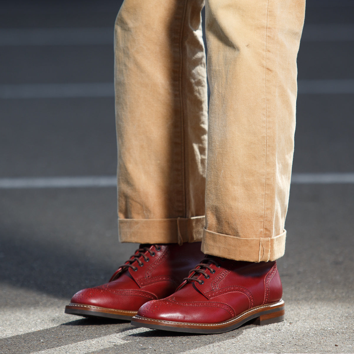 John Lofgren Glover Brogue Boots - Burgundy Vacchetta - Standard & Strange