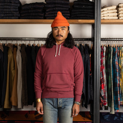 The Real McCoy's 9oz Loopwheel Pullover Hoodie - Maroon - Standard & Strange