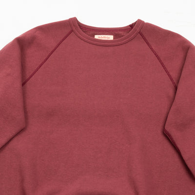The Real McCoy's 9oz Loopwheel Raglan Sleeve Sweatshirt - Maroon - Standard & Strange