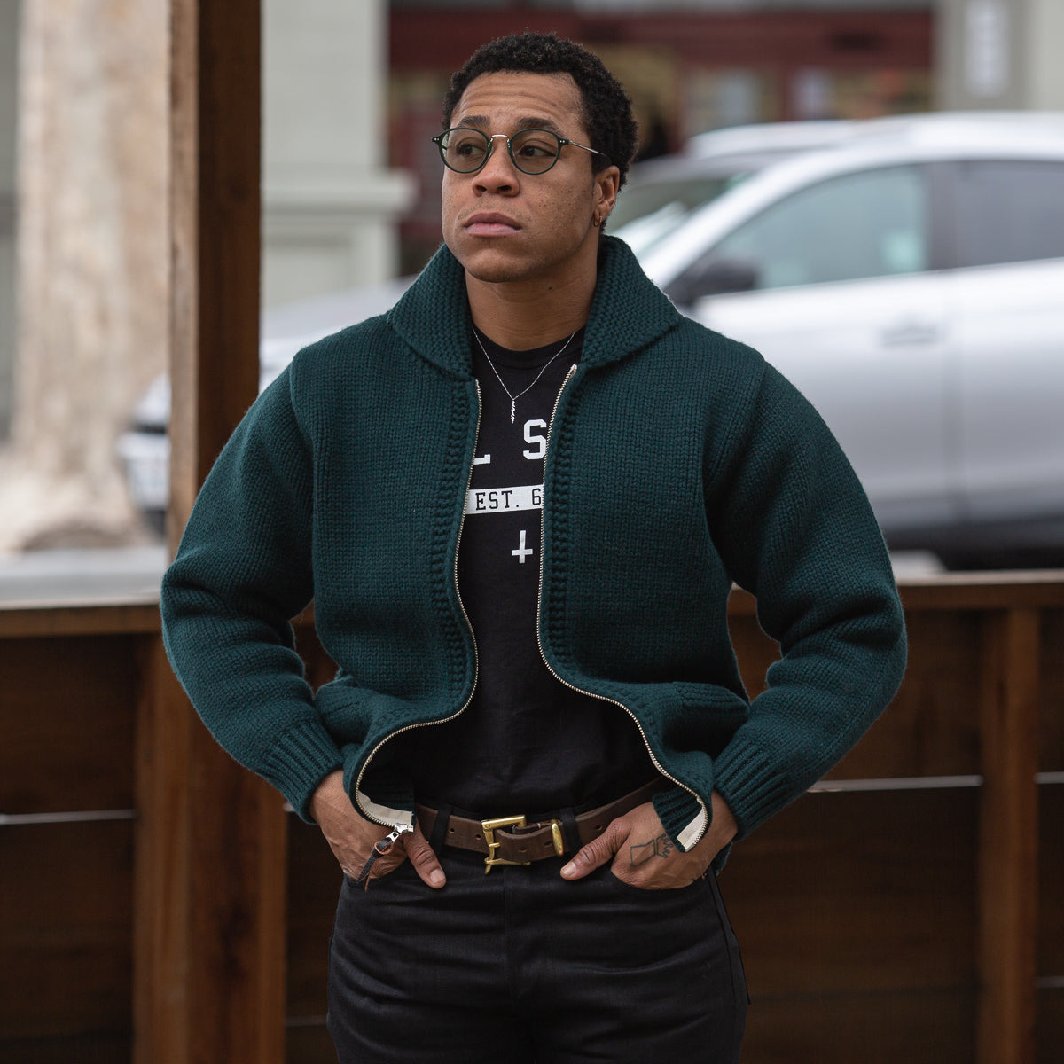 The Real McCoy's Heavy Wool Cashmere Sweater - Green - Standard & Strange
