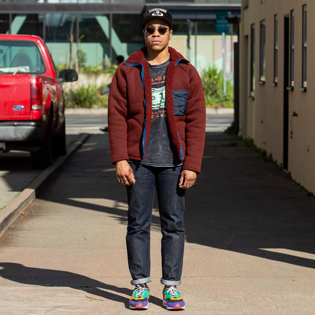 The Real McCoy's Outdoor Pile Cardigan - Brick Red - Standard & Strange