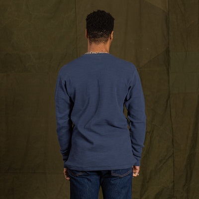 The Real McCoy's Western Cardigan Stitch Henley Shirt - Cobalt - Standard & Strange